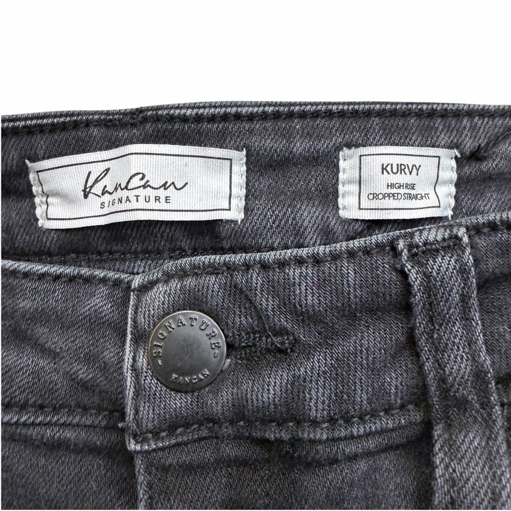 KanCan Signature Kurvy High Rise Cropped Straight Jeans | Black | Size 26 - Picture 3 of 6